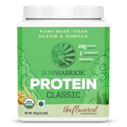 Sunwarrior Classic Brown Rice Protein 375 g, Unflavoured, Unsweetened, Gluten Free, Vegan, Plant-based Protein Powder
