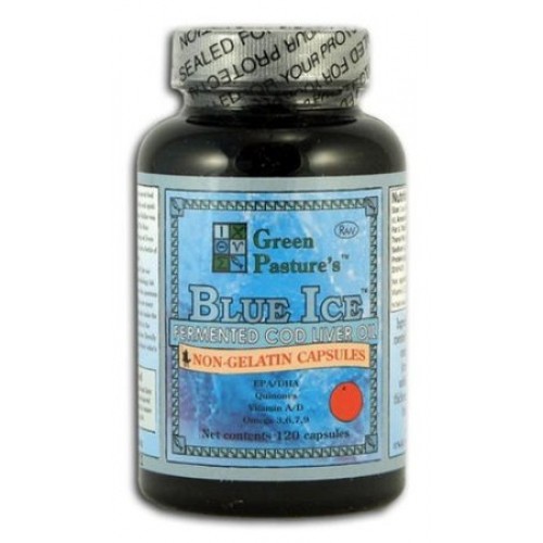 Blue Ice Fermented Cod Liver Oil - Non Gelatin Capsules - Orange Flavor